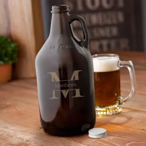 Monogrammed Amber Beer Growler