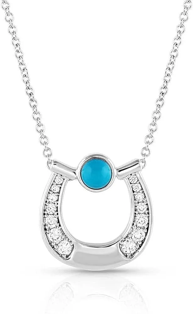 Montana Silversmiths Western Horseshoe Pendant Necklace (Destined Luck Turquoise)