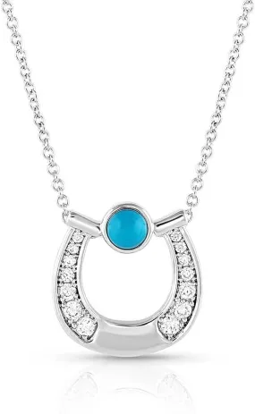 Montana Silversmiths Western Horseshoe Pendant Necklace (Destined Luck Turquoise)