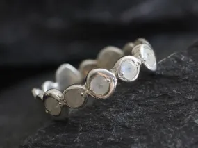 Moonstone Bubble Ring - Natural Rainbow Moonstone, Full Eternity Band