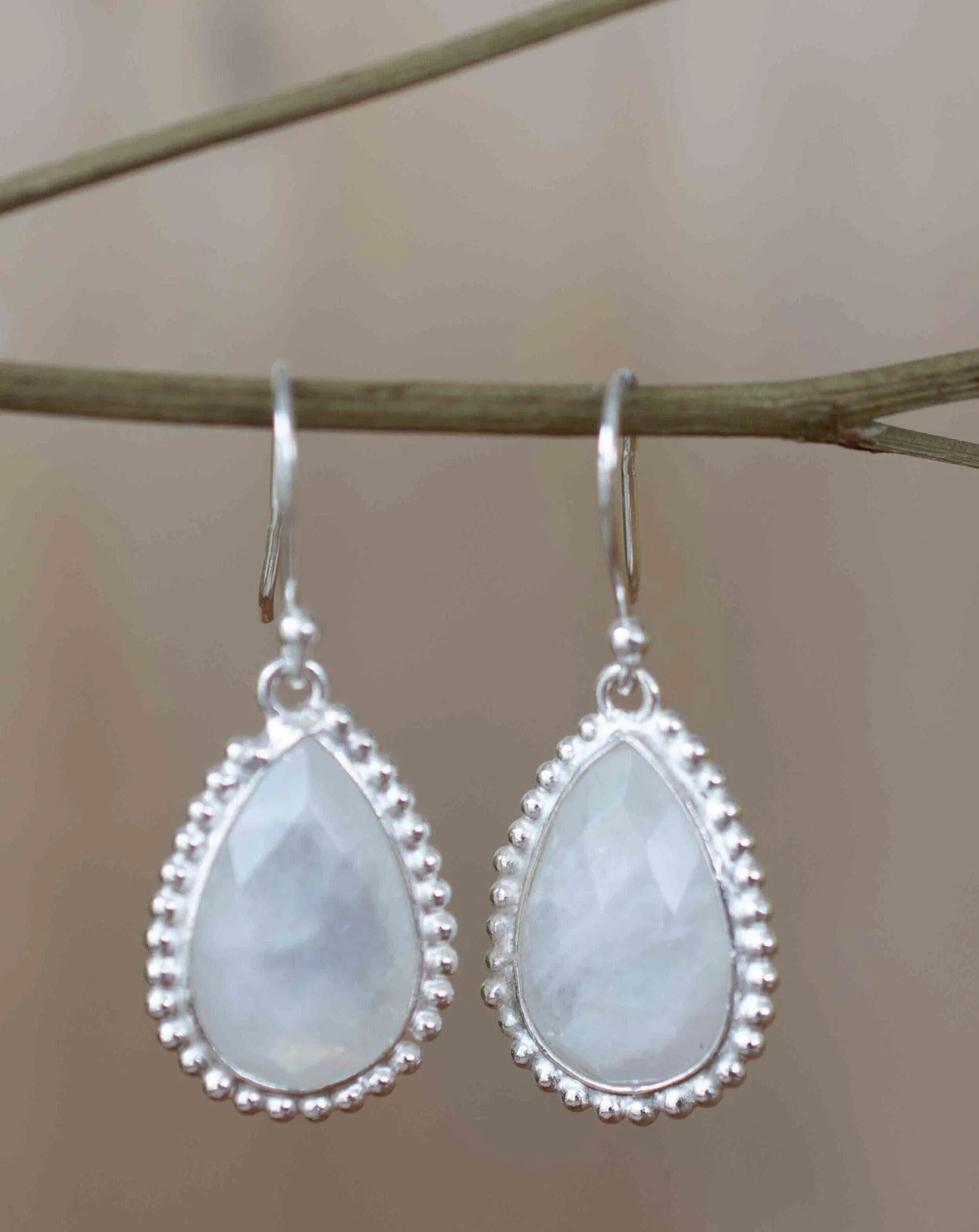 Moonstone Earrings ~ Sterling Silver 925 ~ ME195