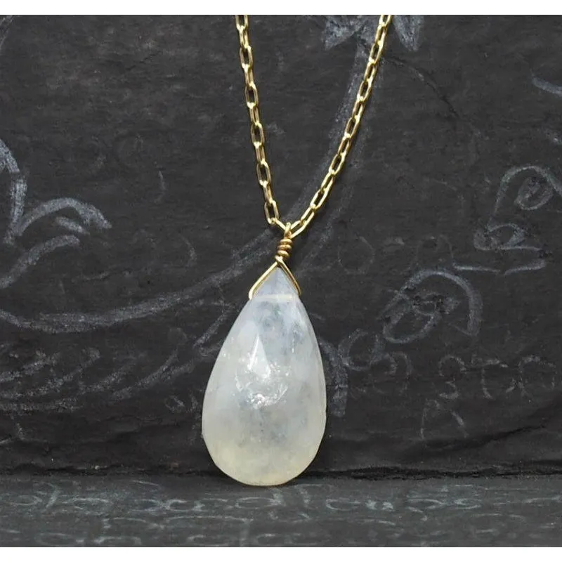 Moonstone Necklace On Gold Filled Chain With Gold Filled Spring Clasp