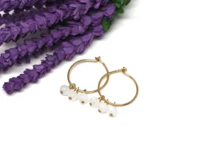 Moonstone Small Hoop Earrings in Gold