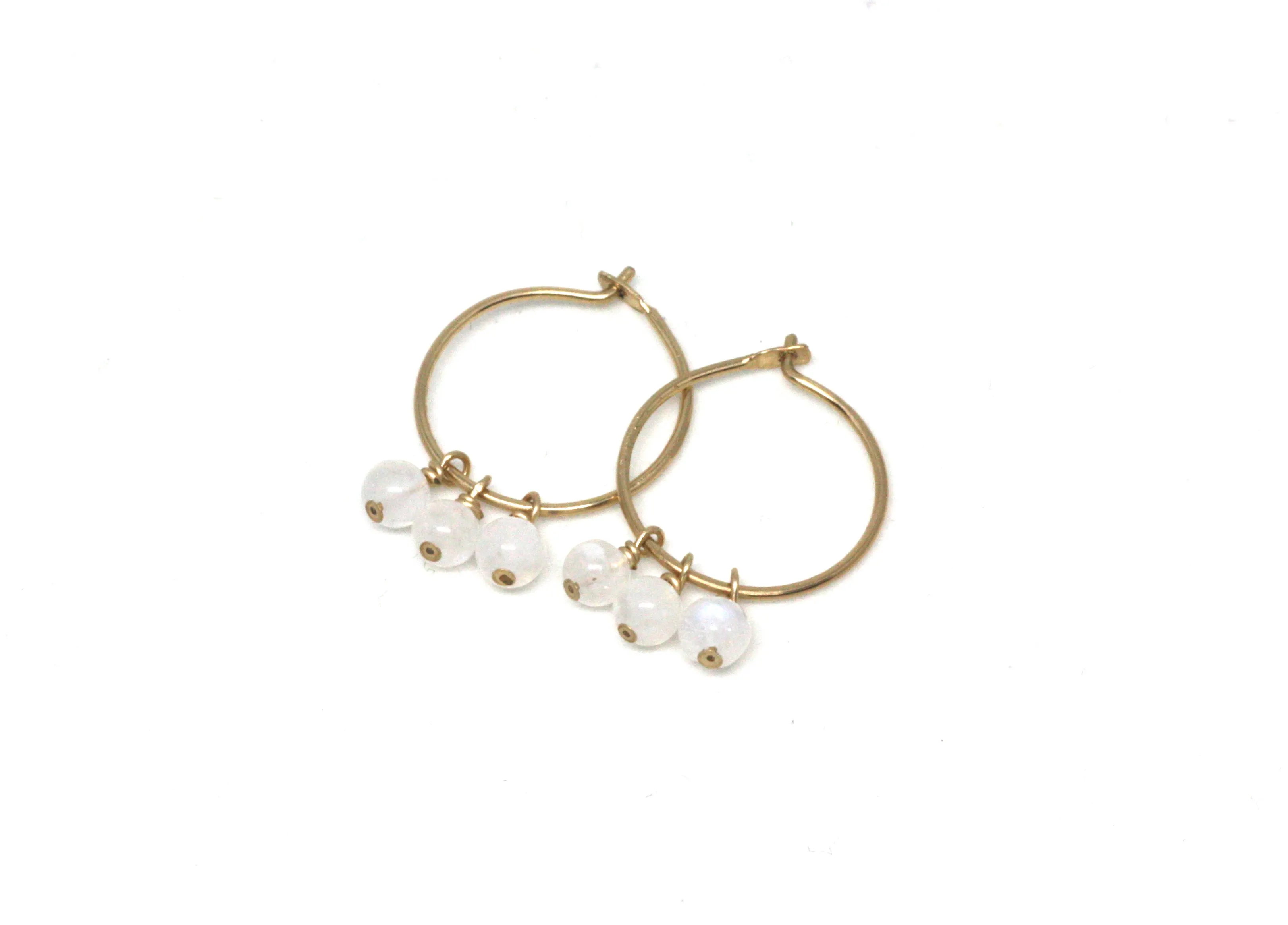 Moonstone Small Hoop Earrings in Gold