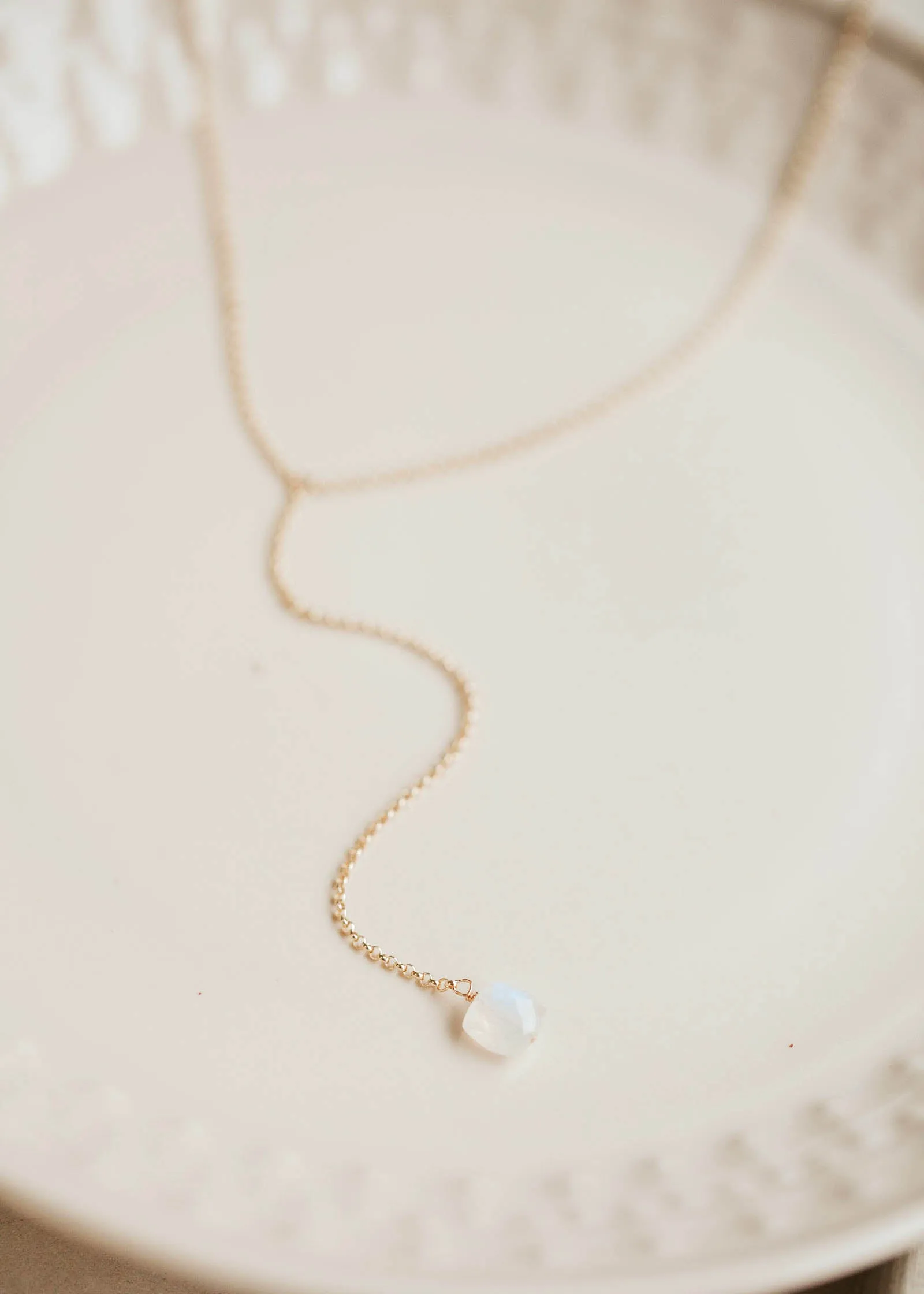 Moonstone   Tiny Rollo Y Necklace