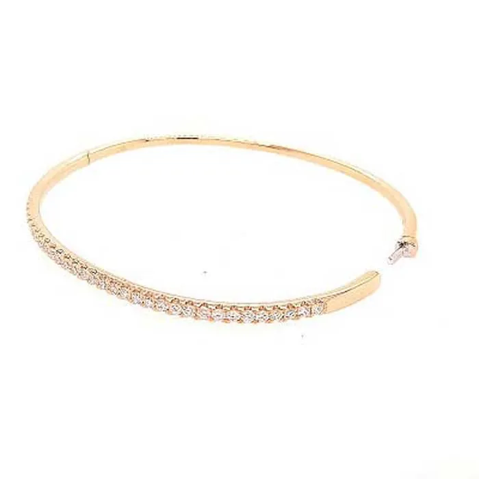 Mountz Collection 1.0CTW Diamond Oval Hinged Bangle in 14K Yellow Gold