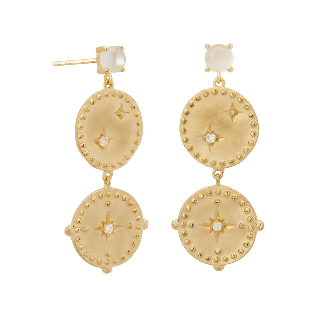 Murkani Double Disc Earrings Yellow Gold