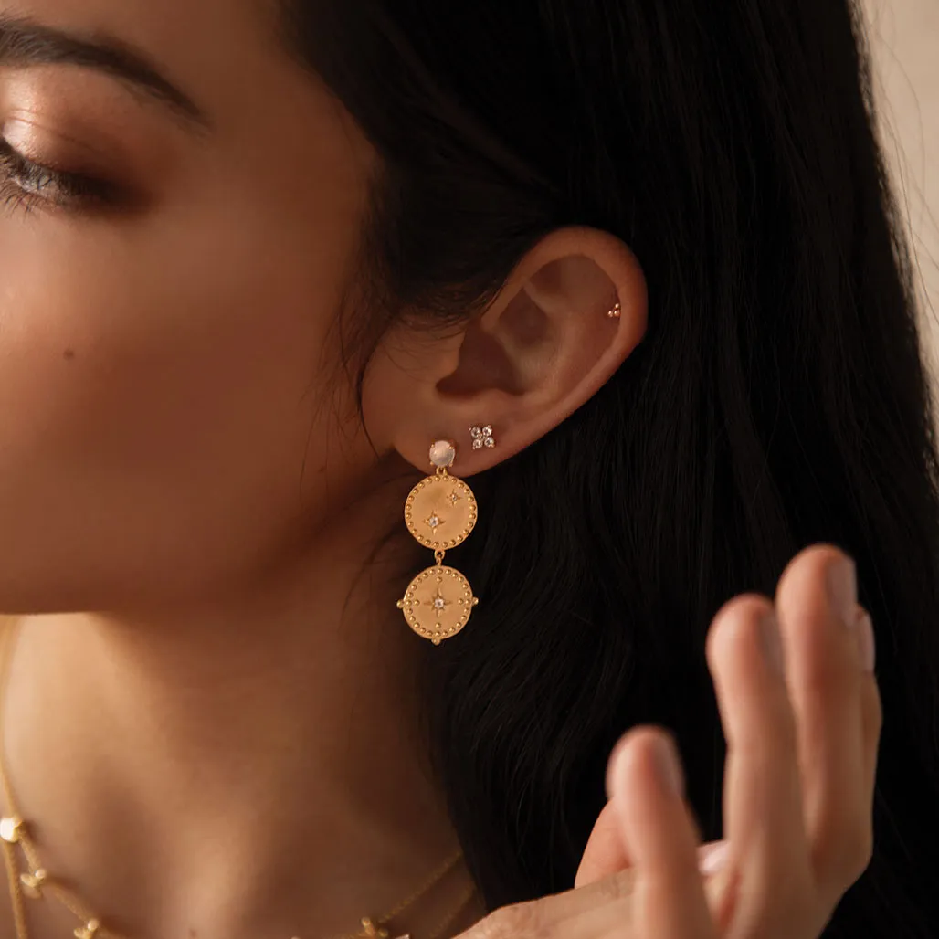 Murkani Double Disc Earrings Yellow Gold