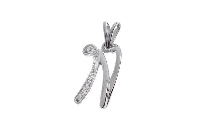 'N' Initial Pendant 18ct White Gold Cubic Zirconia (1.03g) P000N1