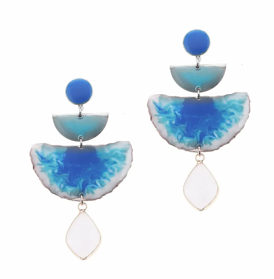 Nakamol Blue Moonstone Geometric Shape Earrings