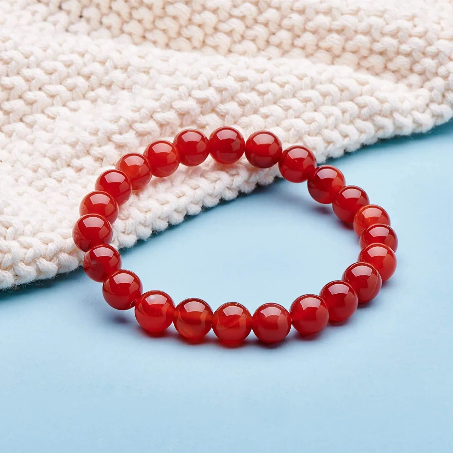 Natural Red Onyx Bracelet Crystal Stone 6 mm Beads Bracelet Round Shape for Reiki Healing and Crystal Healing Stone Semi Precious Gemstones Stretchable Bracelet