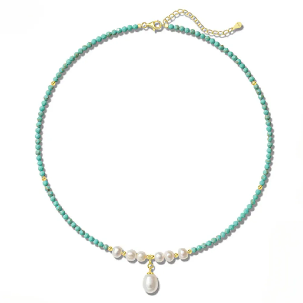 Natural Turquoise Freshwater Pearl Necklace