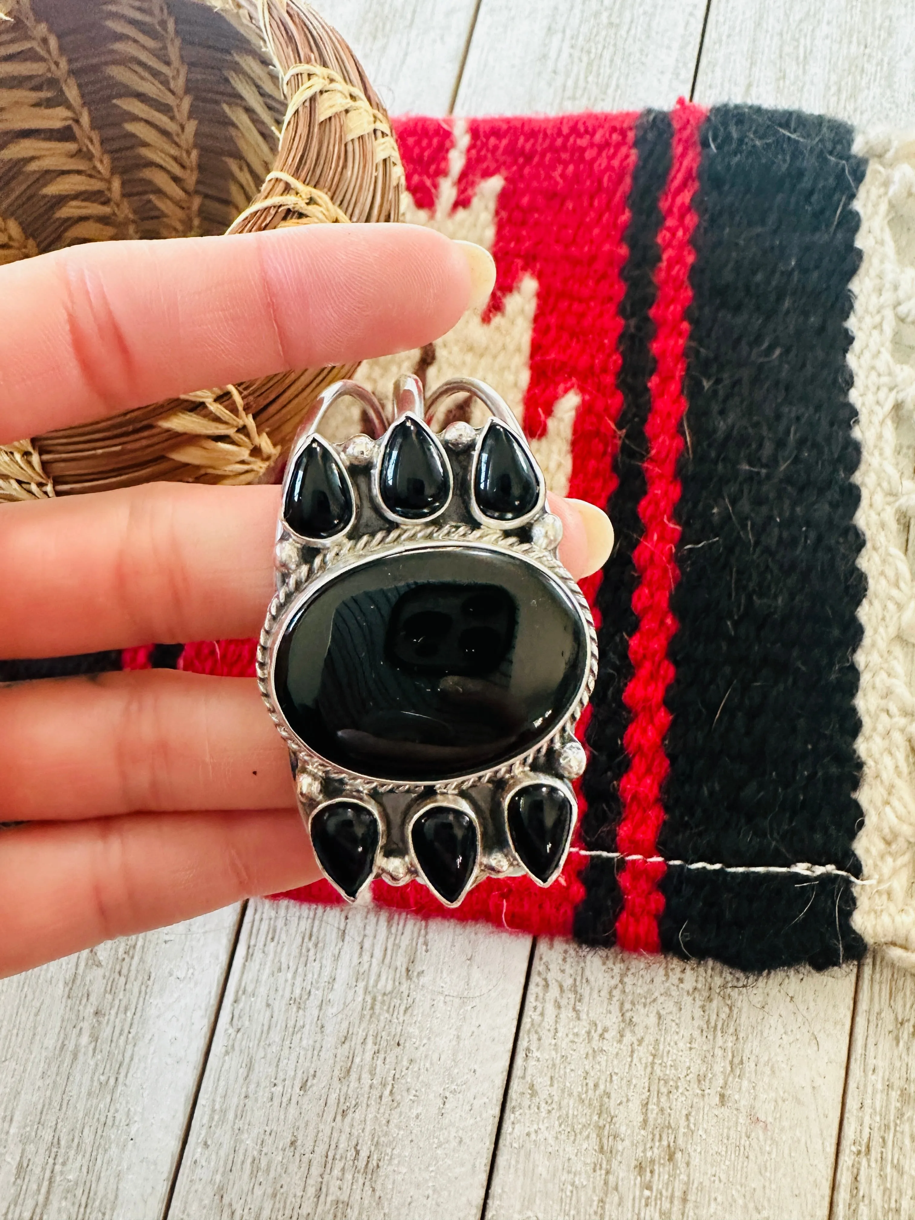 Navajo Sterling Silver & Onyx Cuff Bracelet