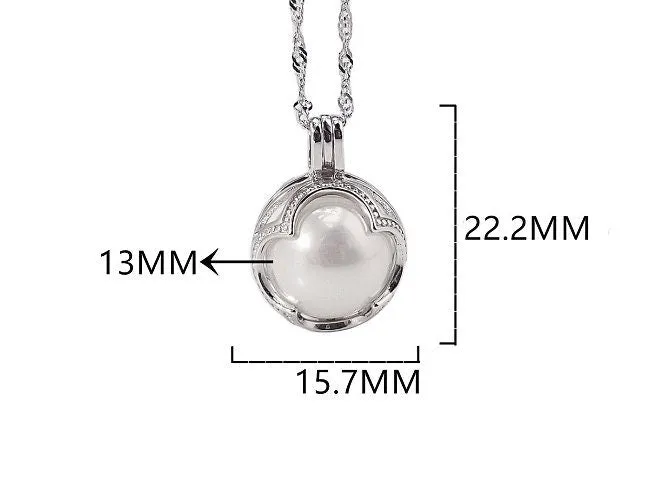 Necklace Pendant Blank Setting Flower Charm 22mm Sterling Silver White Gold Fine 925 For One Pearl Prong DIY Jewelry Finding Wholesale 1pc