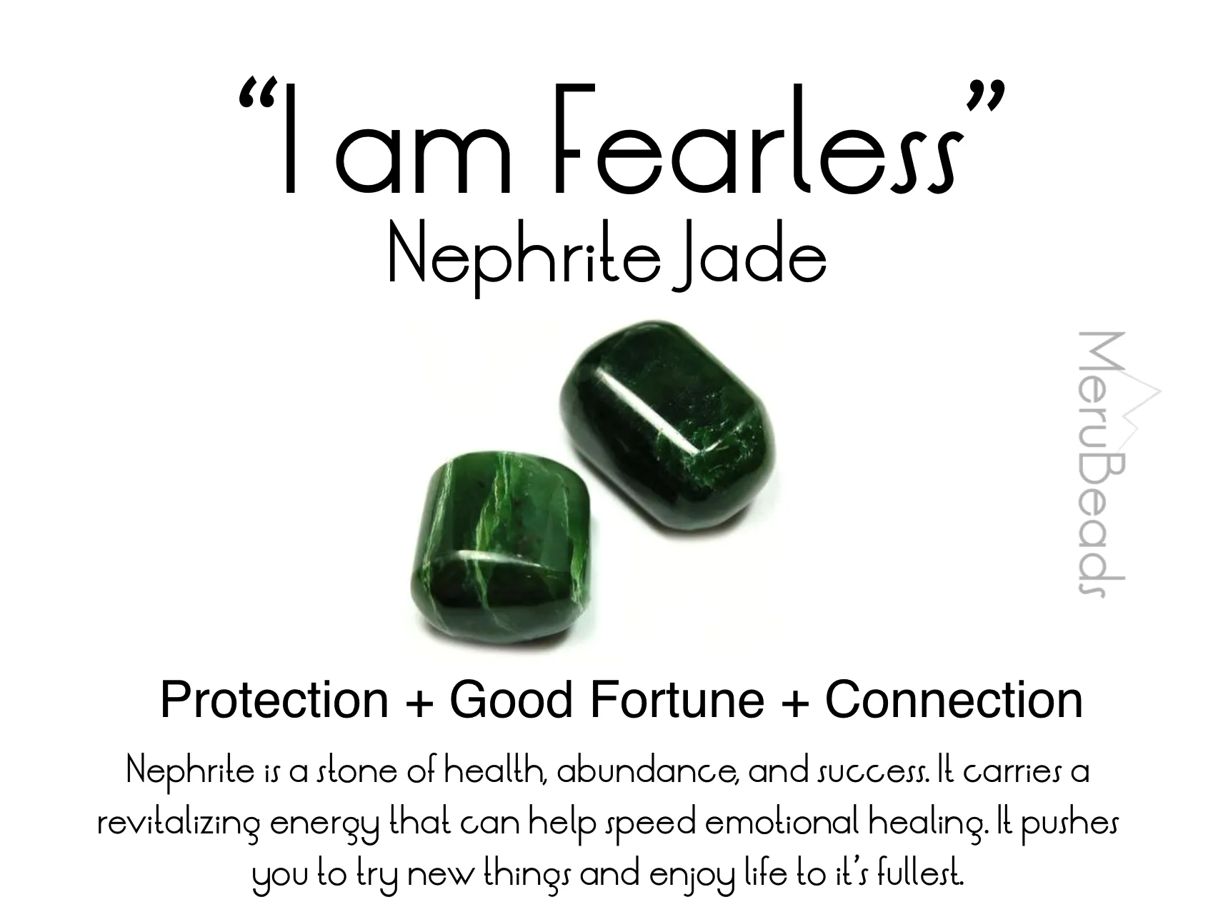 Nephrite Jade Mala Beads Necklace - "I am Fearless"