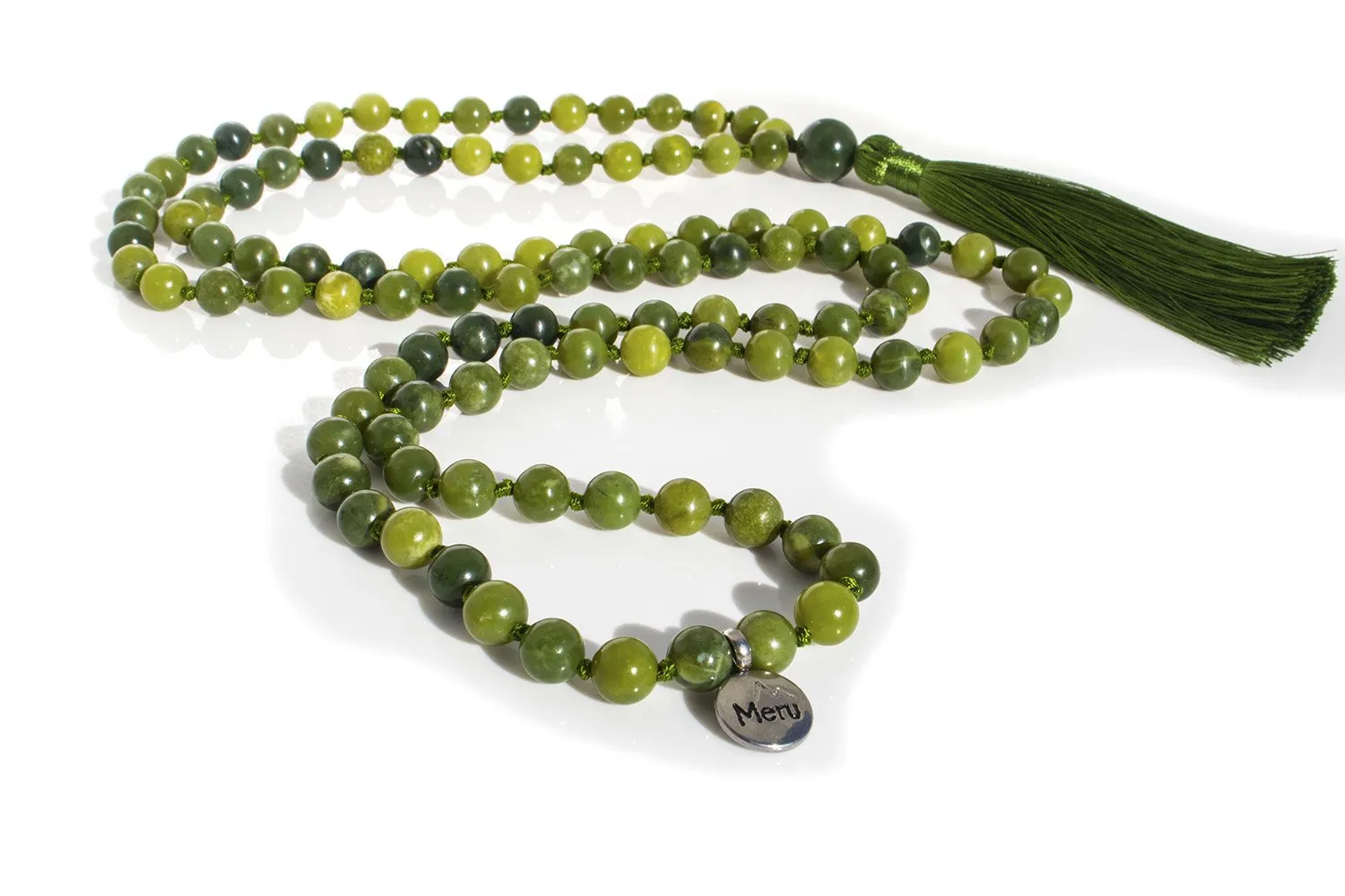 Nephrite Jade Mala Beads Necklace - "I am Fearless"