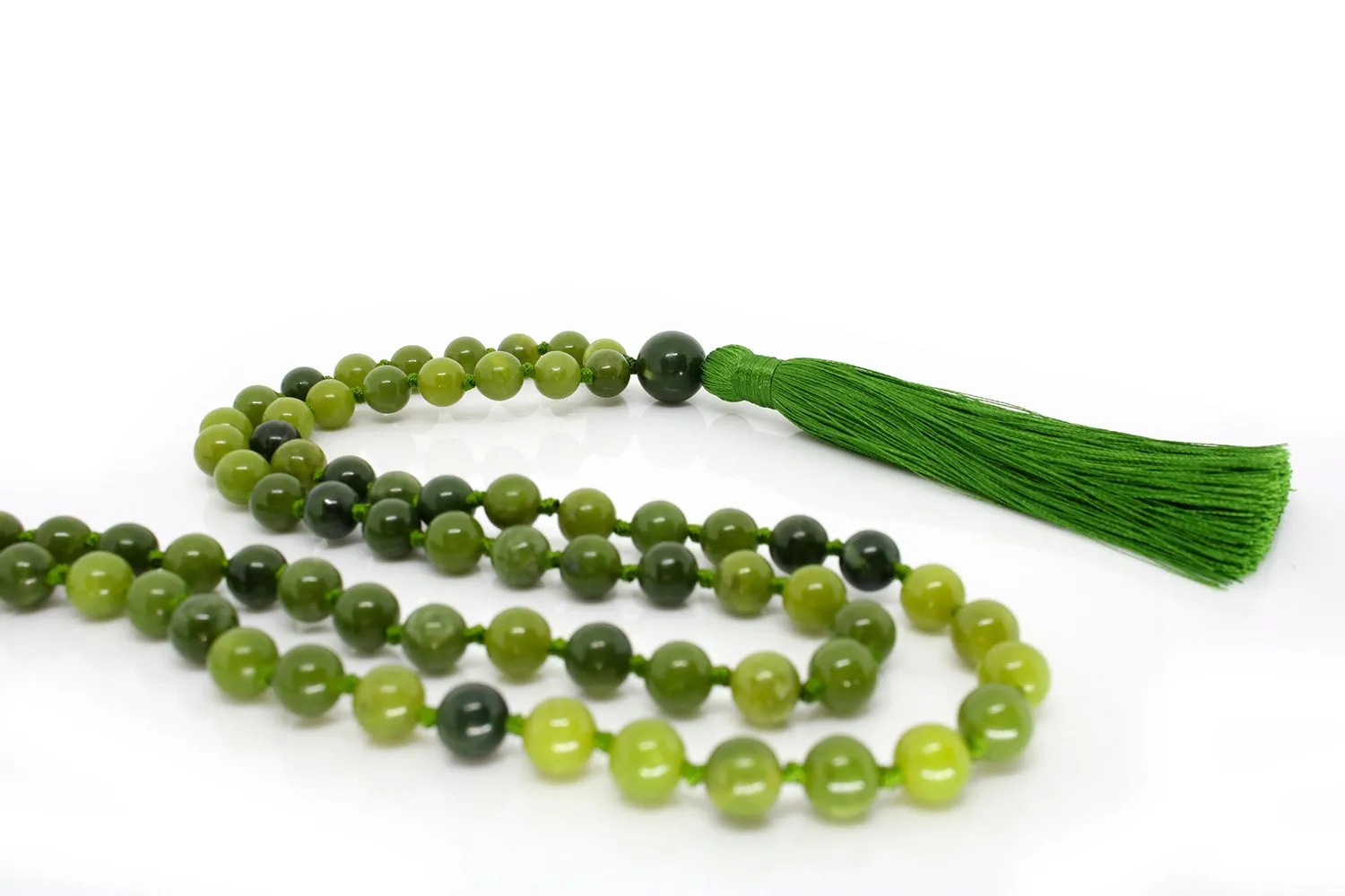 Nephrite Jade Mala Beads Necklace - "I am Fearless"