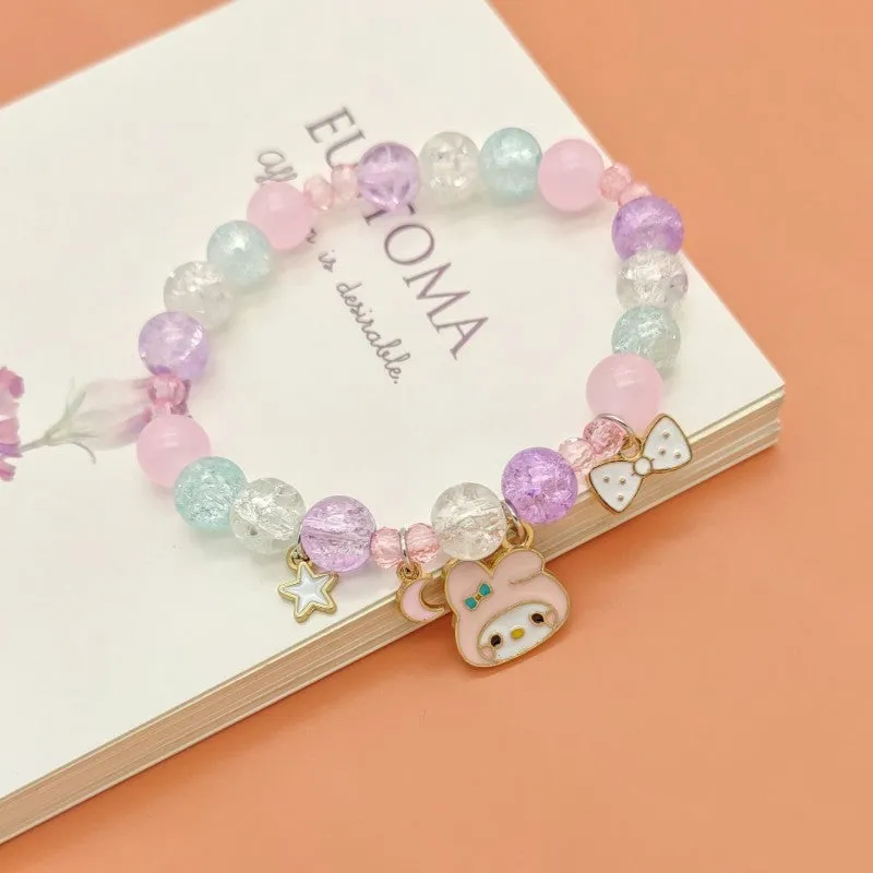 New Cute Cartoon Bunny Colorful Beaded Bracelet Female Student Children Gift Cross-Border Sold Jewelry Bracelet