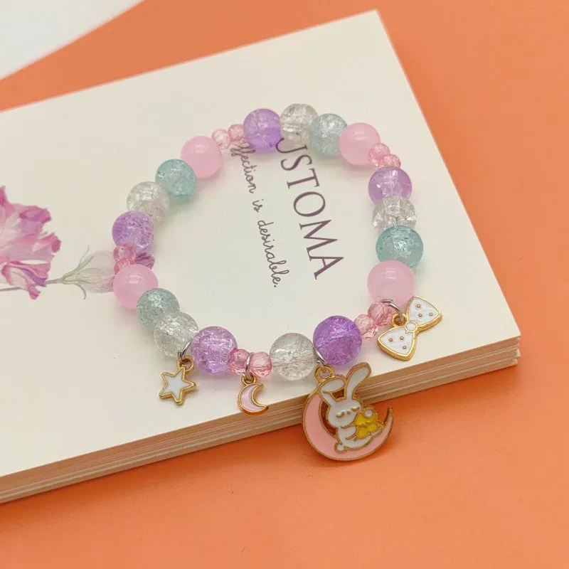 New Cute Cartoon Bunny Colorful Beaded Bracelet Female Student Children Gift Cross-Border Sold Jewelry Bracelet