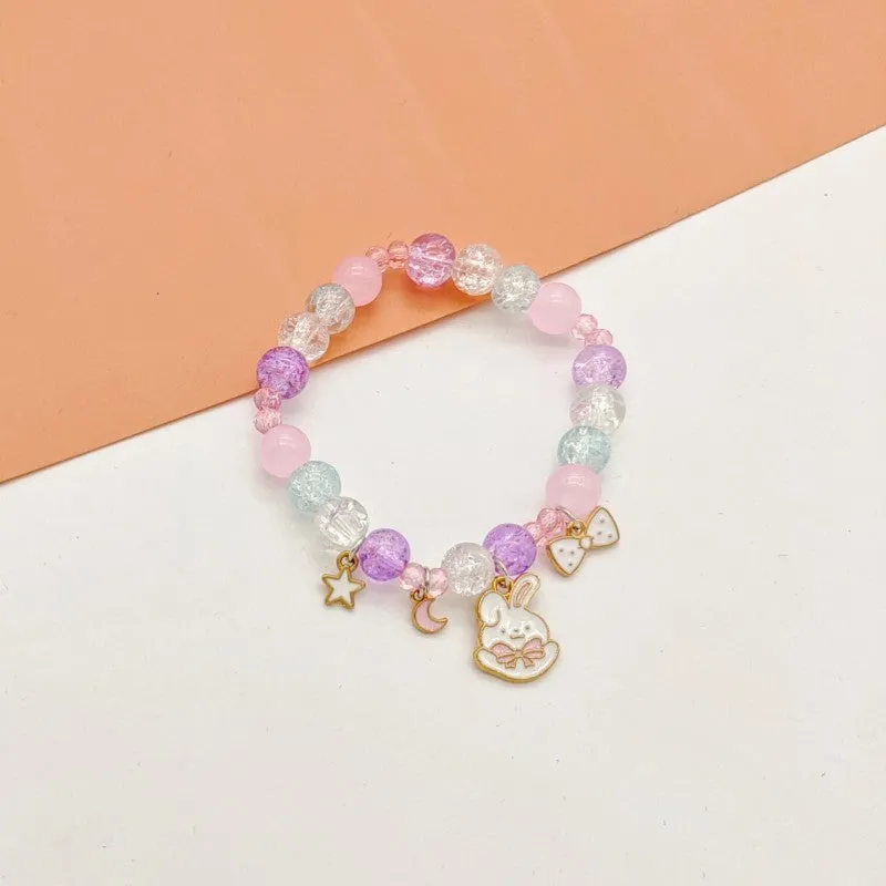 New Cute Cartoon Bunny Colorful Beaded Bracelet Female Student Children Gift Cross-Border Sold Jewelry Bracelet