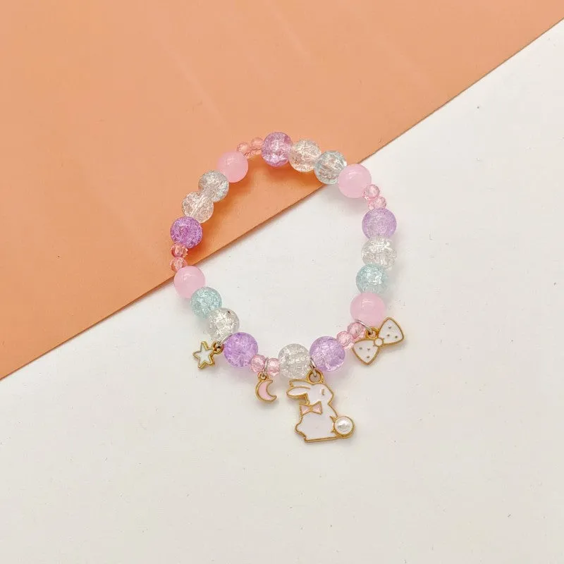 New Cute Cartoon Bunny Colorful Beaded Bracelet Female Student Children Gift Cross-Border Sold Jewelry Bracelet