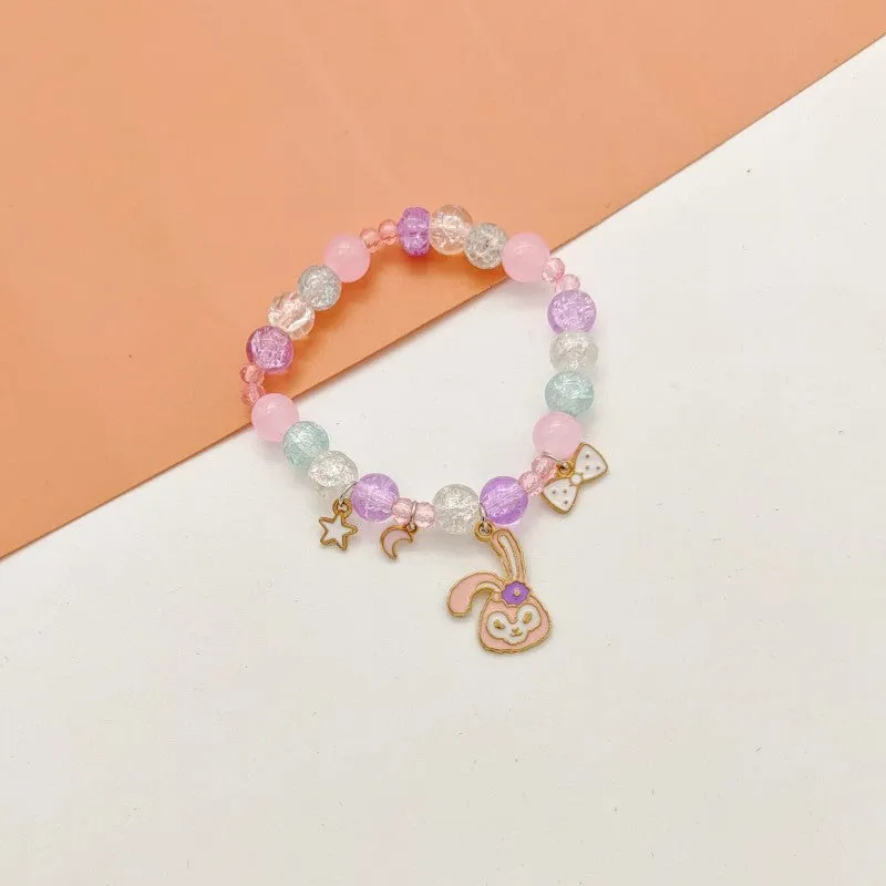 New Cute Cartoon Bunny Colorful Beaded Bracelet Female Student Children Gift Cross-Border Sold Jewelry Bracelet