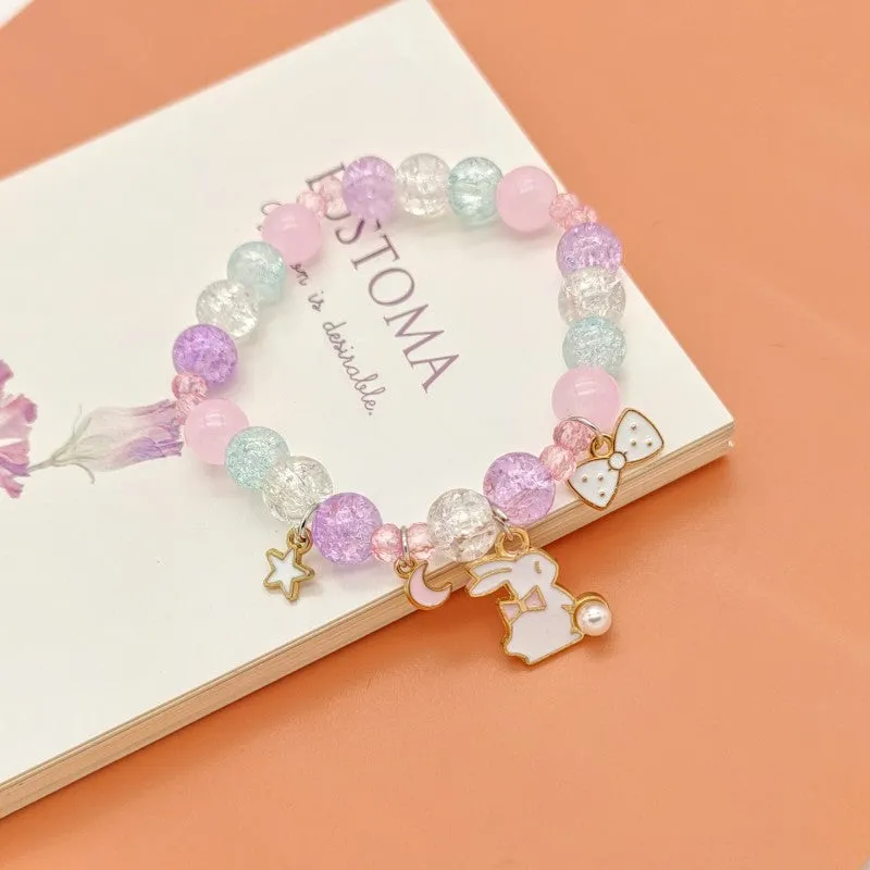 New Cute Cartoon Bunny Colorful Beaded Bracelet Female Student Children Gift Cross-Border Sold Jewelry Bracelet