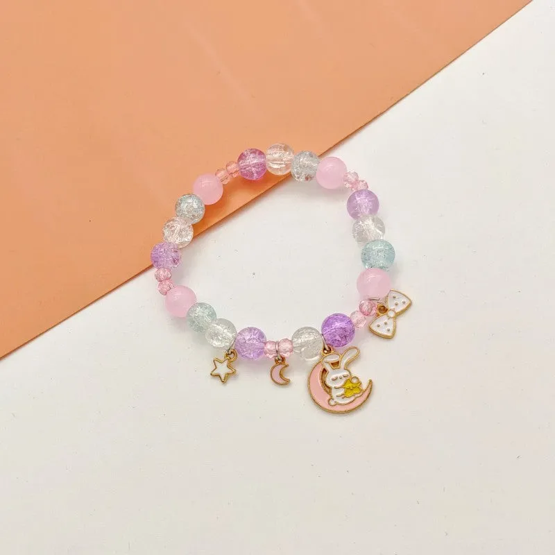 New Cute Cartoon Bunny Colorful Beaded Bracelet Female Student Children Gift Cross-Border Sold Jewelry Bracelet