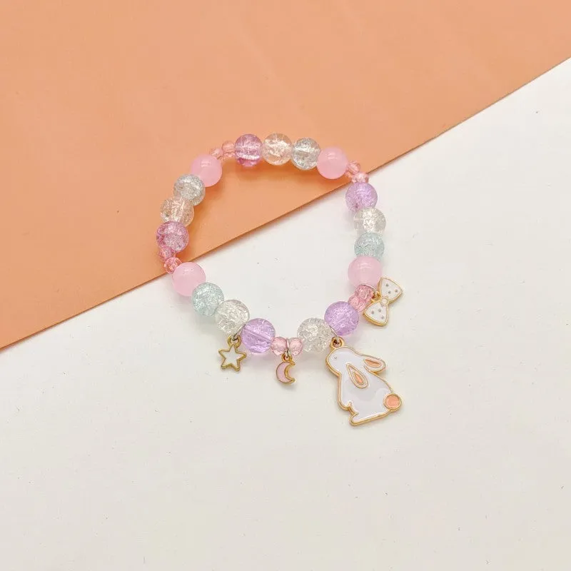 New Cute Cartoon Bunny Colorful Beaded Bracelet Female Student Children Gift Cross-Border Sold Jewelry Bracelet