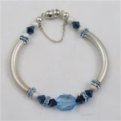 One-of-a-kind Blue Crystal Bangle  Bracelet