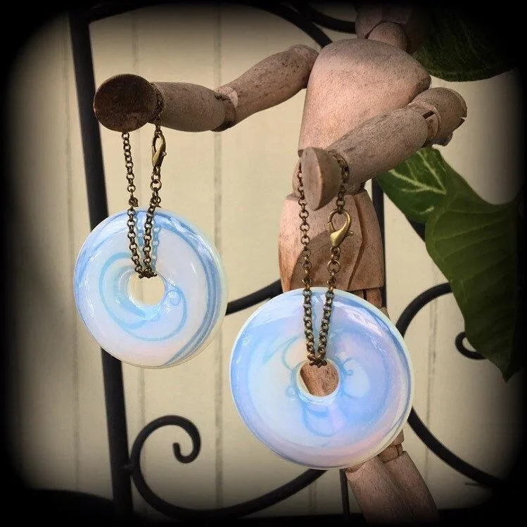 Opalite earrings-Moonstone ear hangers