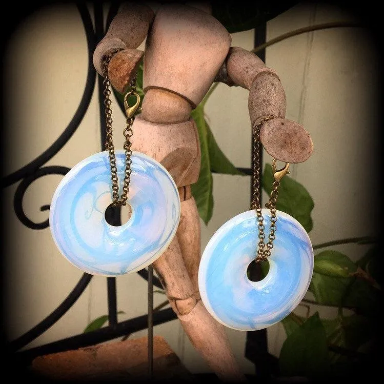 Opalite earrings-Moonstone ear hangers