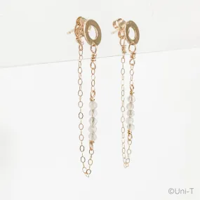 Open Circle and Gold Filled Chain Loop Earrings with Moonstone