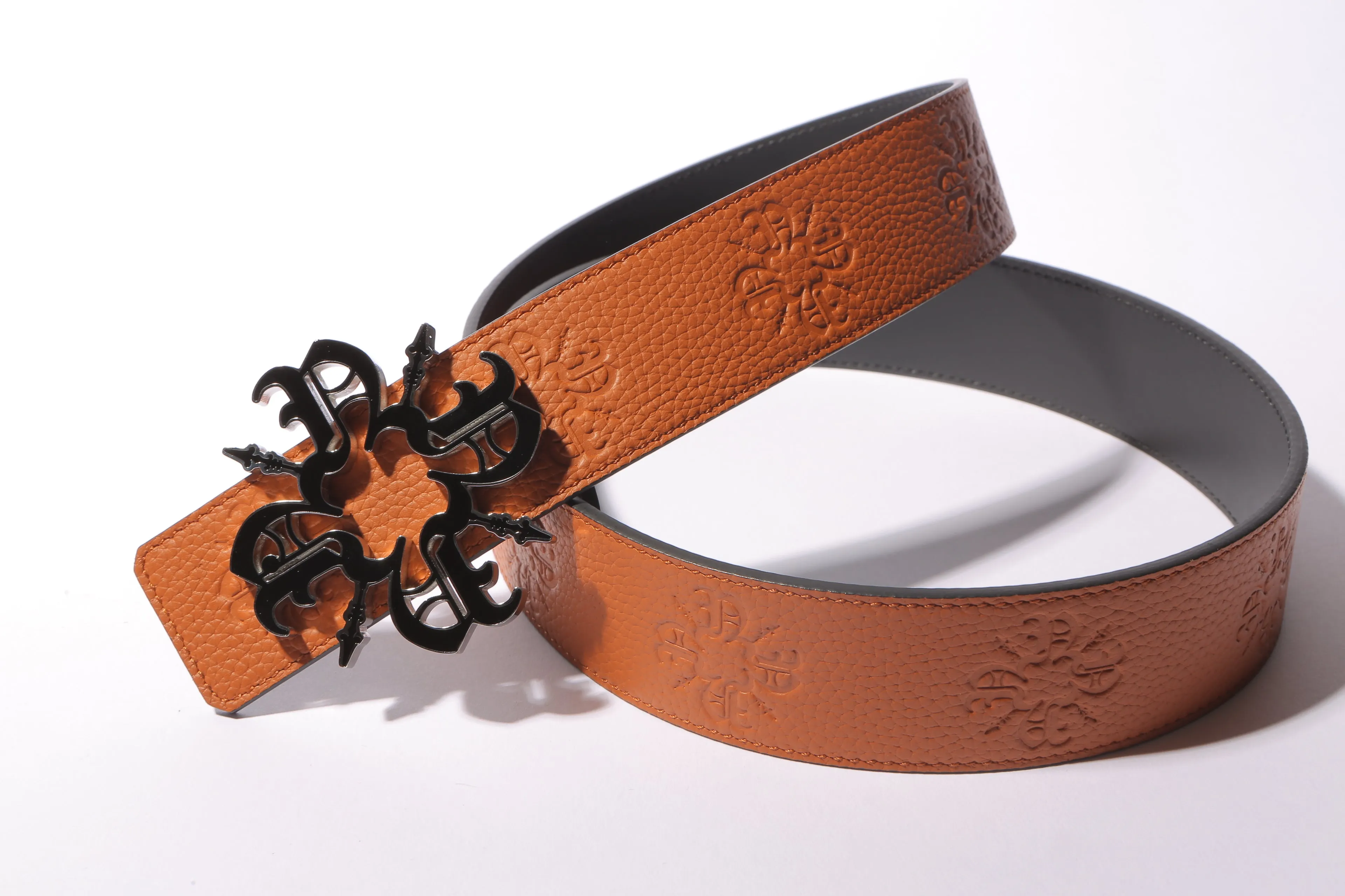 Orange Monogram Leather Belt