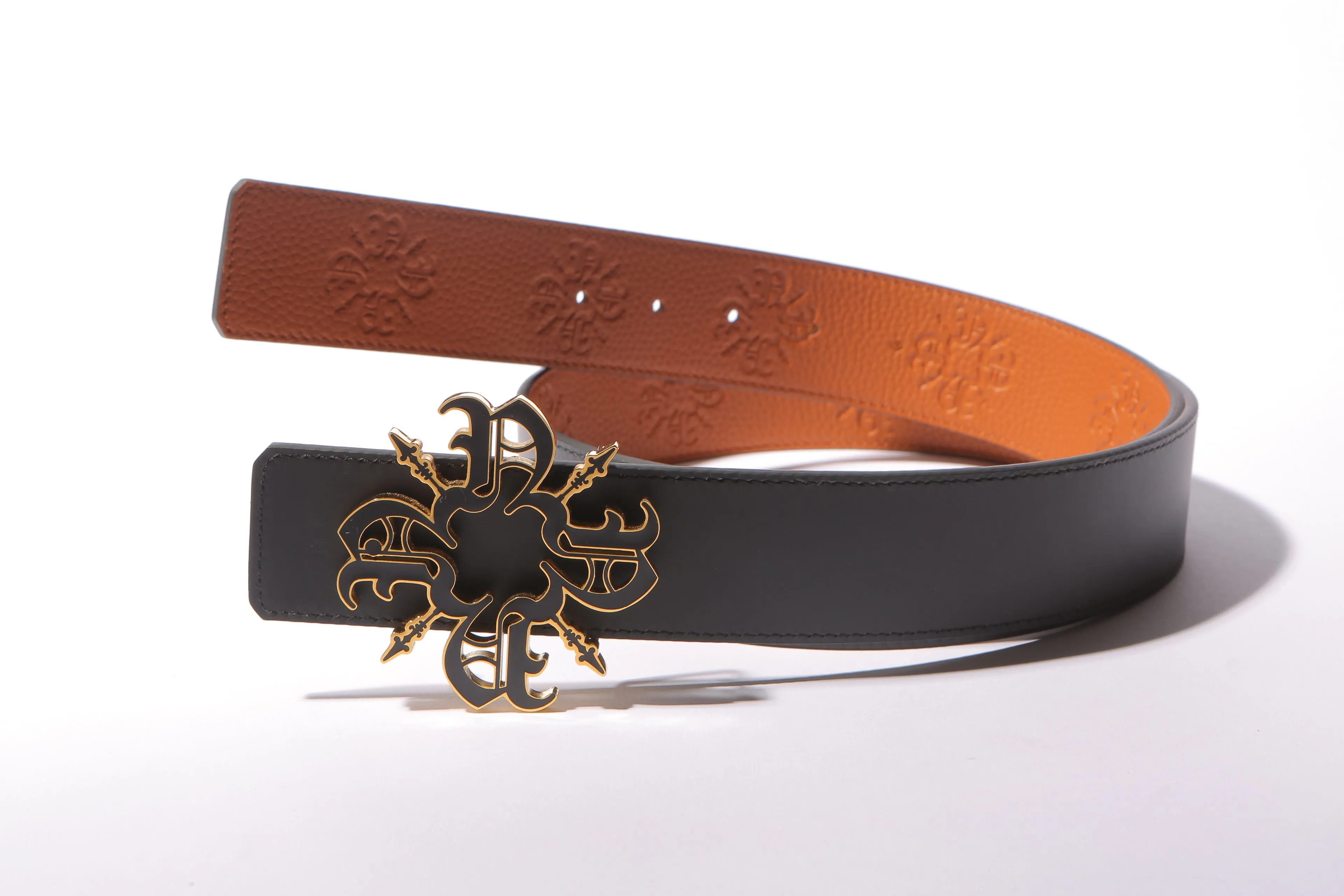 Orange Monogram Leather Belt