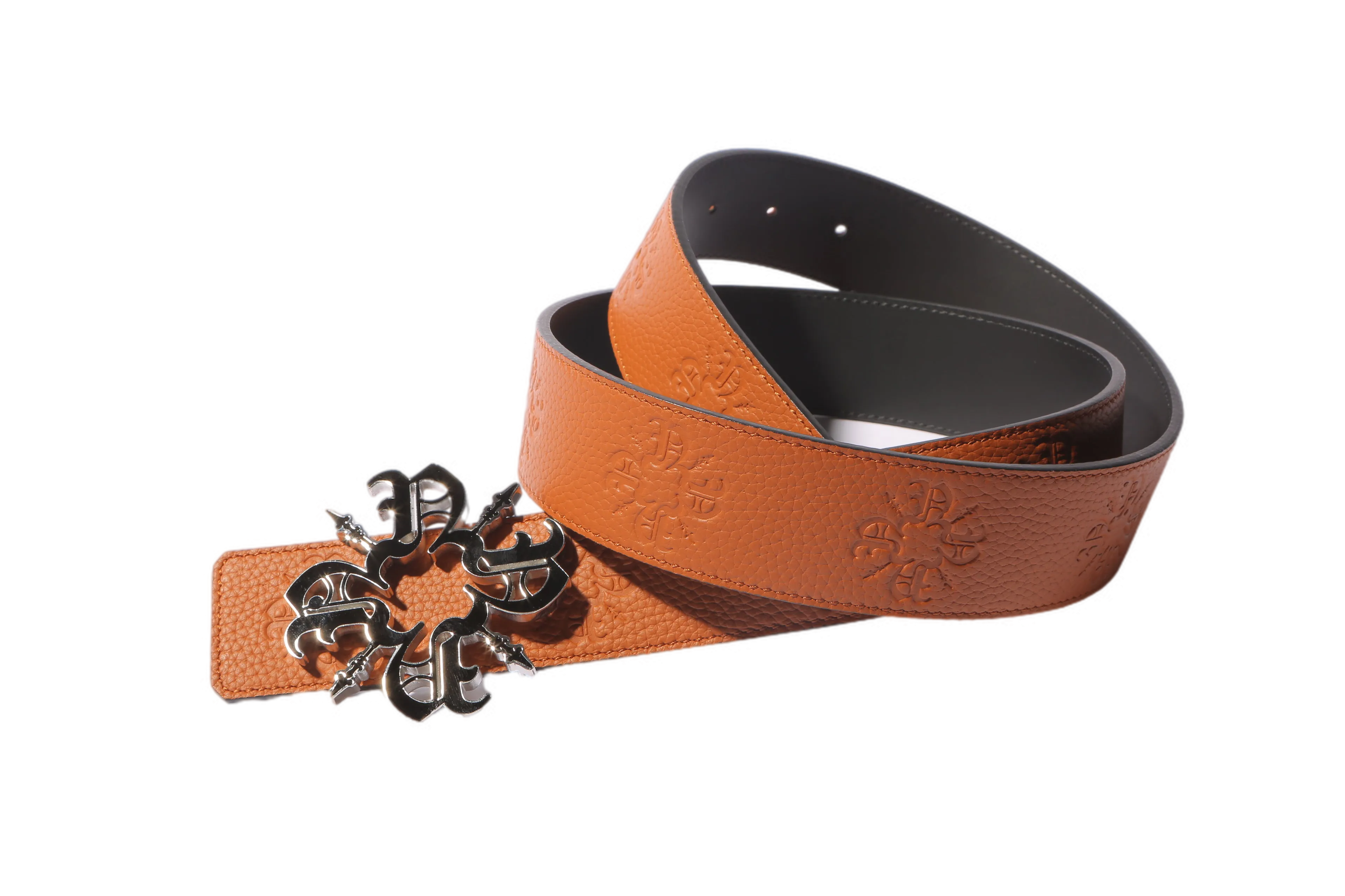 Orange Monogram Leather Belt