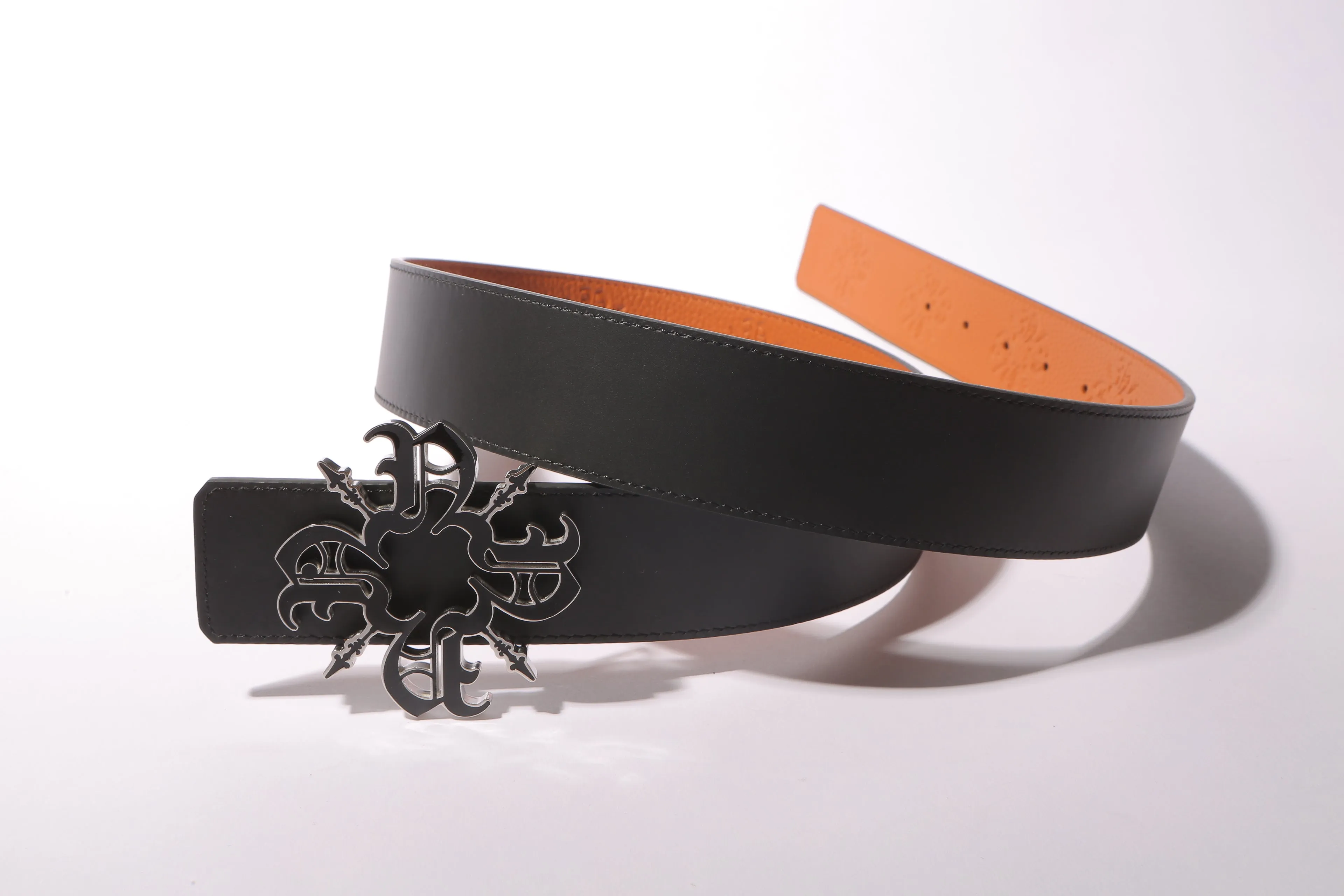 Orange Monogram Leather Belt