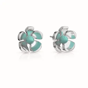 Orchid Garden Large Stud Earrings - Sterling Silver - Amazonite