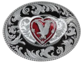 Oval Hearts Eagle Belt Buckle