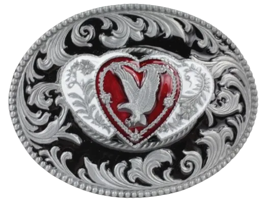 Oval Hearts Eagle Belt Buckle