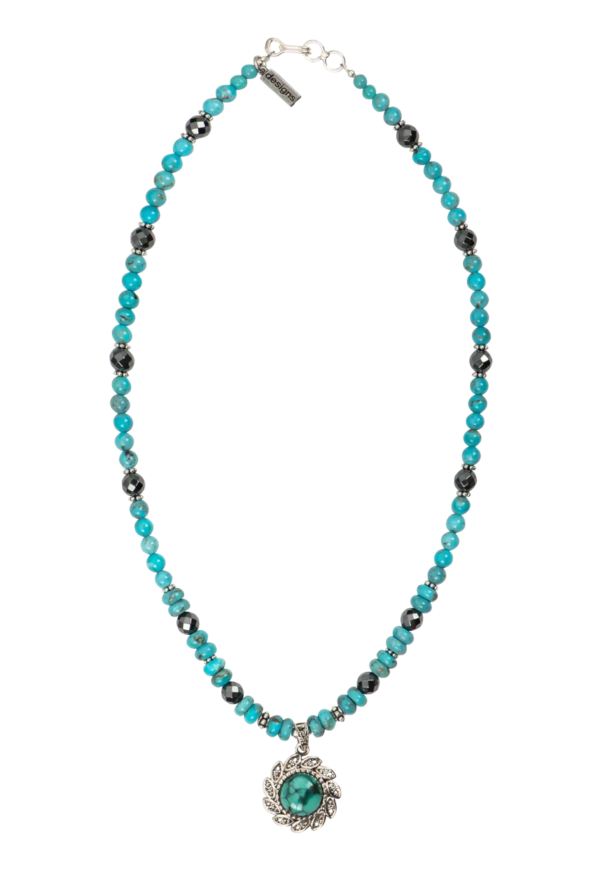 Paige Wallace Turquoise Flower Necklace