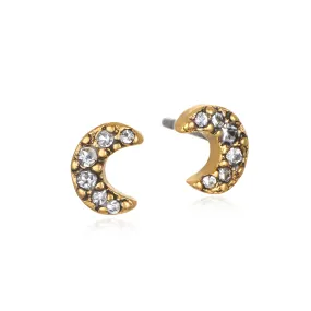 Pavé Moon Stud Earrings