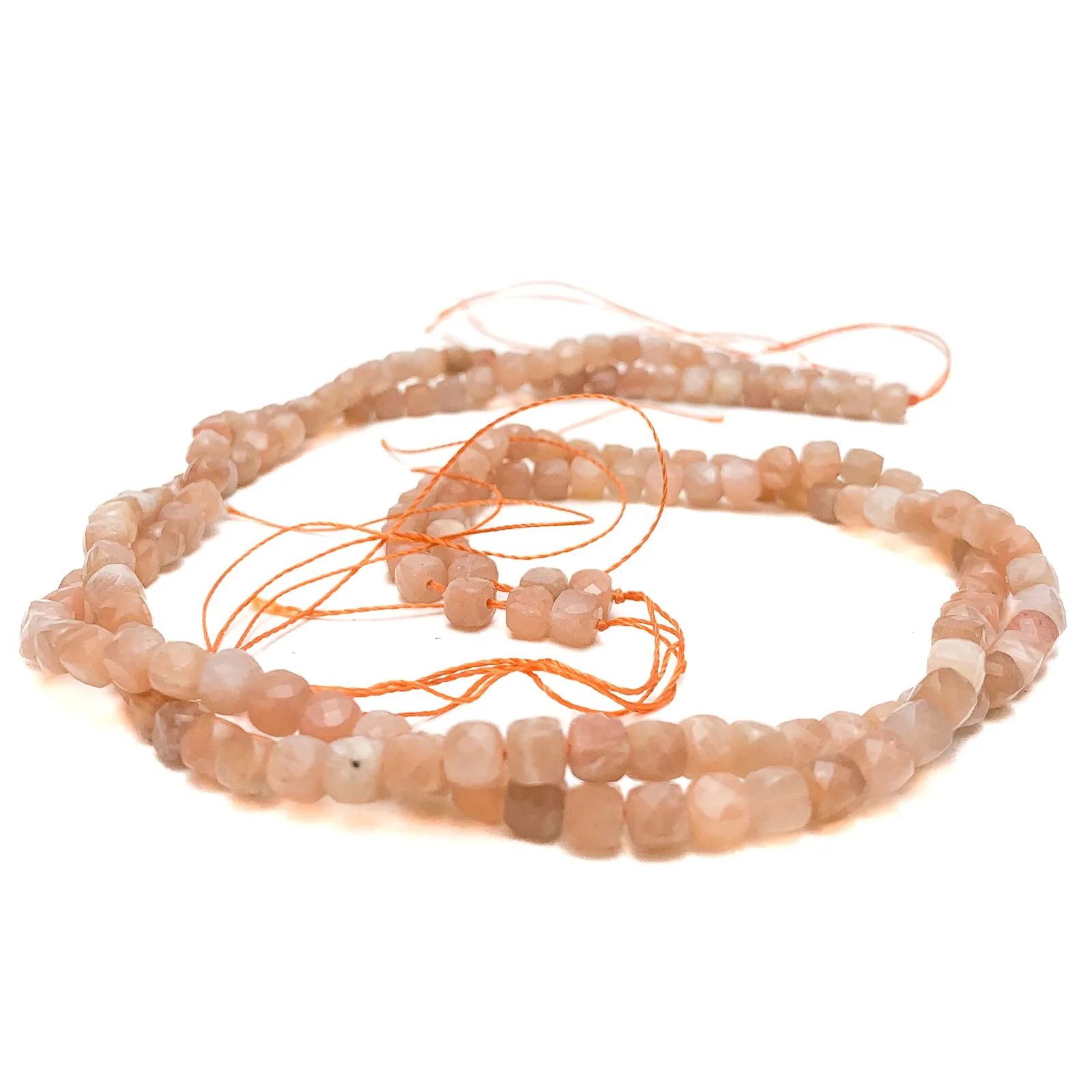 Peach Moonstone 4.5mm Faceted Cubes Bead Strand