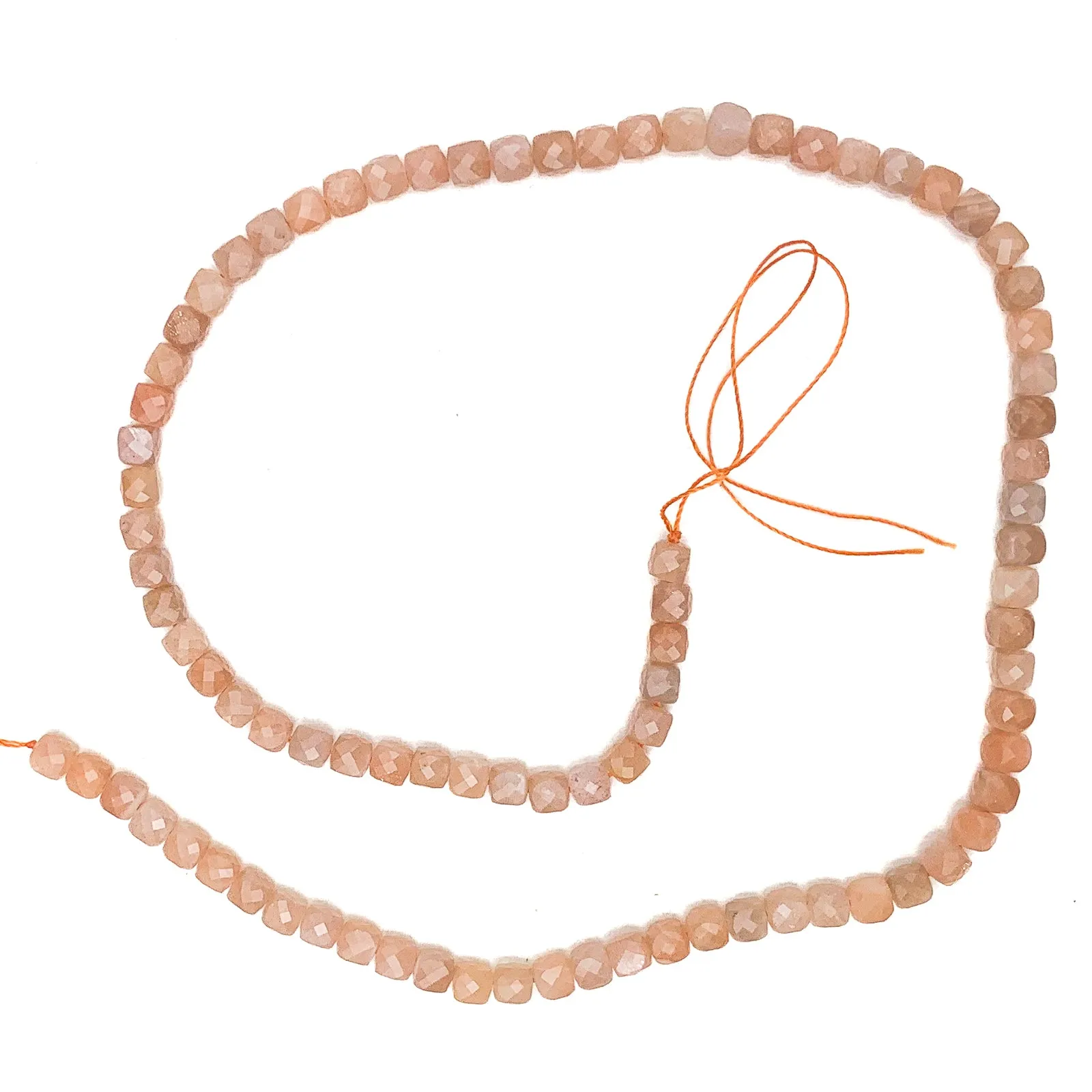 Peach Moonstone 4.5mm Faceted Cubes Bead Strand