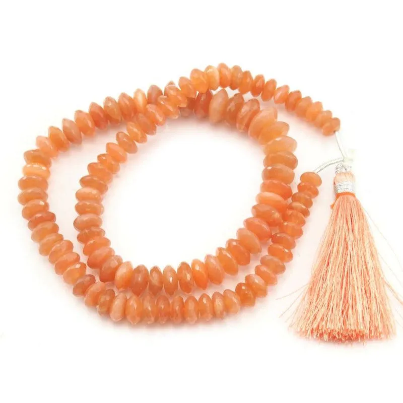 Peach Moonstone German Cut Faceted Rondelle Strand  6mm-11mm