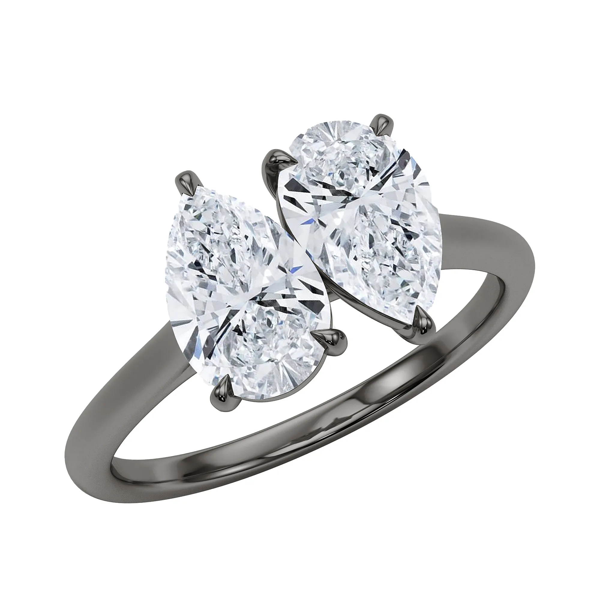 Pear North-South Twin Diamond Ring