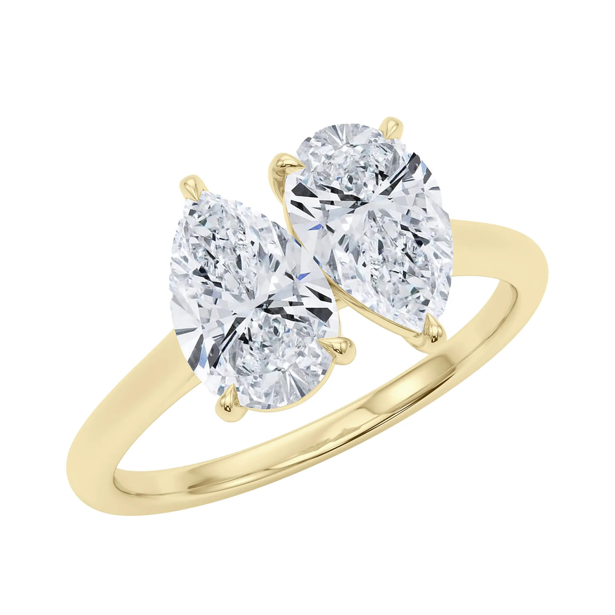 Pear North-South Twin Diamond Ring