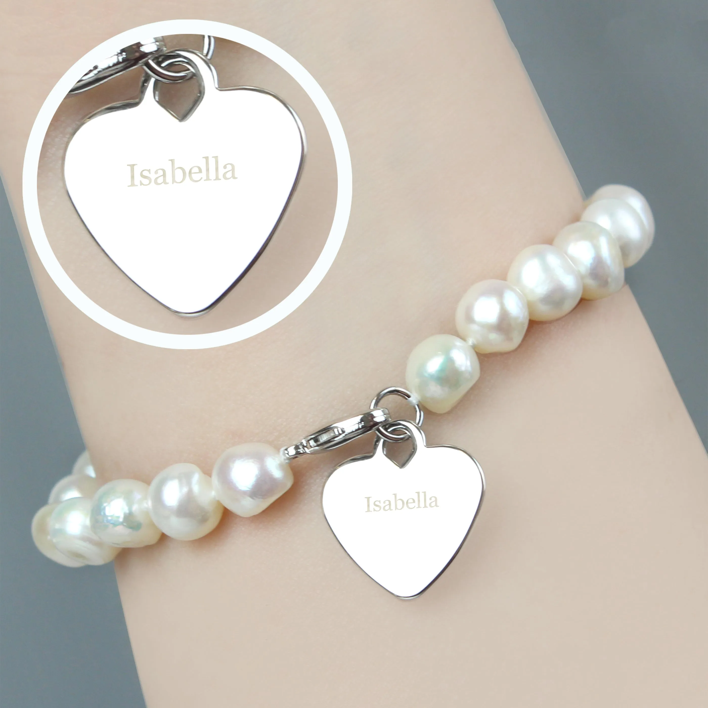 Personalised White Freshwater Pearl Name Bracelet