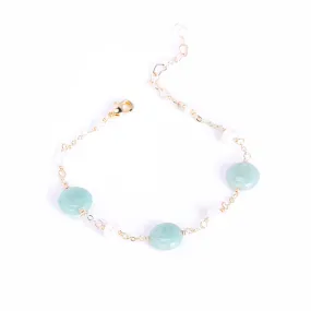 Personalized Handcrafted Aventurine Jade and Freshwater Pearl Bracelet for Women