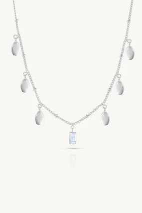 Petal Moonstone Silver Necklace